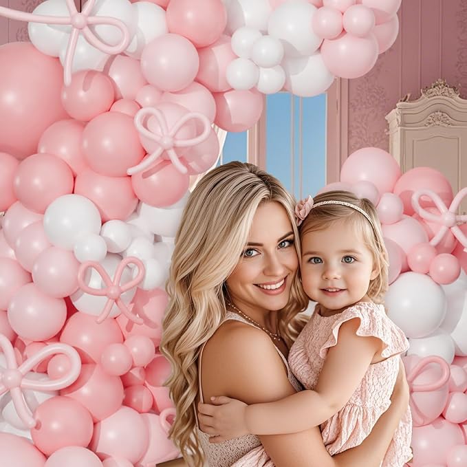 Pink Bow Balloon Arch Kit, Pastel Pink and White Garland Include Light blush - Image 7