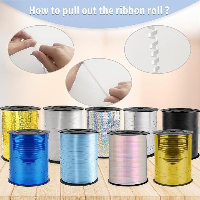 500 Yard Bright Silver Balloon String, 1/5" Ribbon Curling - Image 4