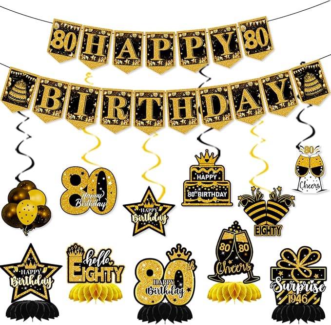 Mxdfafa 39Pcs 80th Birthday Decoration Kit - Image 4