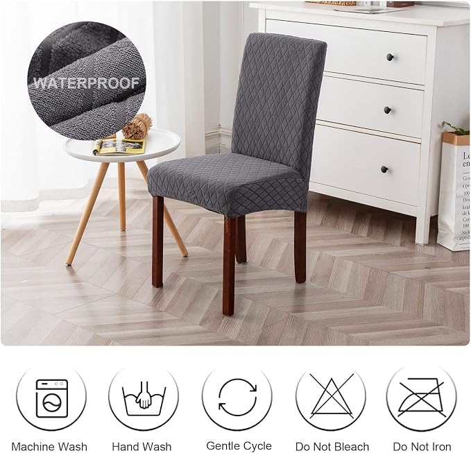 Waterproof Dining Chair Covers Set of 4 Parsons Chair Slipcovers | Double - Image 7