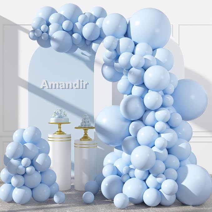 Amandir 153pcs Light Blue Balloons Arch Garland Kit Different Sizes | 18 12 10 by Amandir
