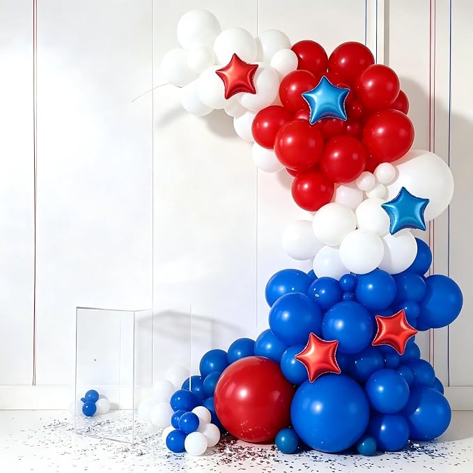 Red White Blue Balloon Garland Arch Kit 160Pcs | Red White Blue Latex Balloons - Image 5