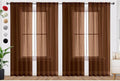 SpaceDresser Brown Sheer Curtains 4 Panels Rod Pocket Semi-Sheer Curtain 108 by SpaceDresser