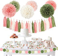 NICROHOME EUR 27 PCS Pink Green Tissue Paper Decorations by NICROHOMEEUR