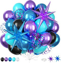 Galaxy Outer Space Balloons, 12 Inch Metallic Blue Purple Balloons by FunHot