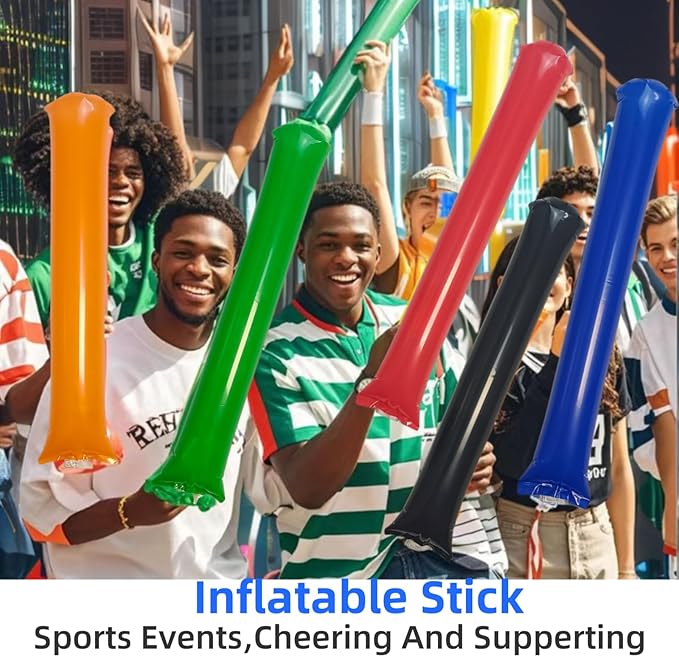 40pcs Round headTeam Spirit Boom Sticks Thunder Sticks Cheering Sticks Team Spirit Plastic Cheerleading Spirit Stick Clapper Inflatable Noise Maker Sports Supply (Glitter color)