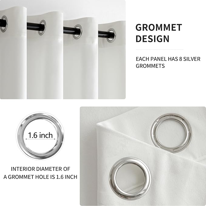 MIULEE Velvet Curtains Pure White 52 x 90 Inch Length Set of 2 | Grommet Drapes - Image 2