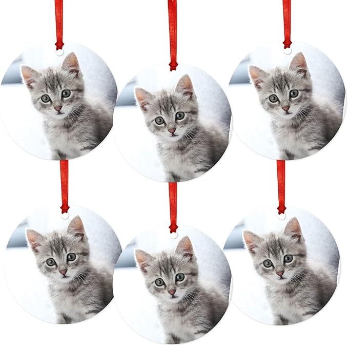 Andaz Press Bulk Photo Personalized Gift And Party Favors Collection, Metal Christmas Ornaments With Ribbon And Gift Bag, Custom Photo, 6-Pack Christmas Ornaments Bulk Custom Ornaments Bulk