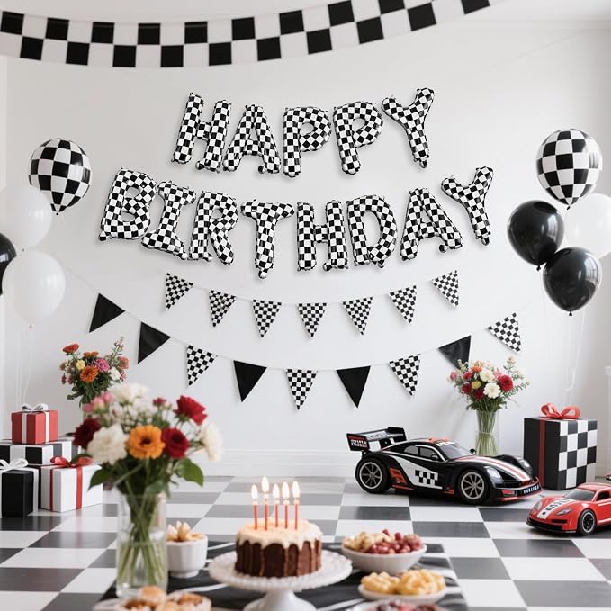 CANREVEL Happy Birthday Banner Decorations + Sign Balloons, - Image 5