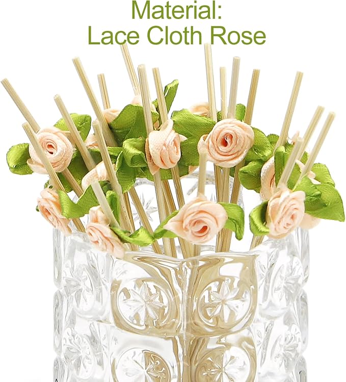Minisland Pink Rose Flower Cocktail Picks, 4.7 Inch Long Bamboo Fancy Toothpicks - Image 3