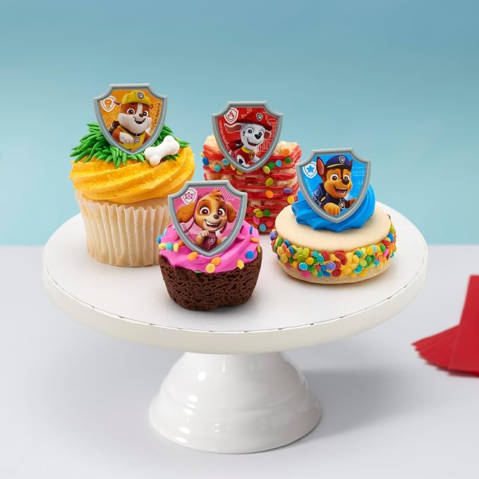 DecoPac Paw Patrol Reporting For Duty Rings, Cupcake Decorations Featuring Chase - Image 2