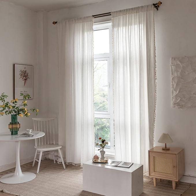Boho Curtains - Embroidery Linen and Cotton 63 Inch Length 2 Pannels - Image 9