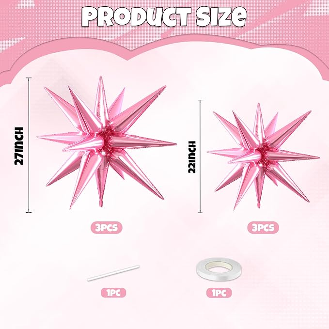 Pink Star Balloons, 22/27 Inch Pink Star Foil Balloons, Aluminum Foil Balloon - Image 2