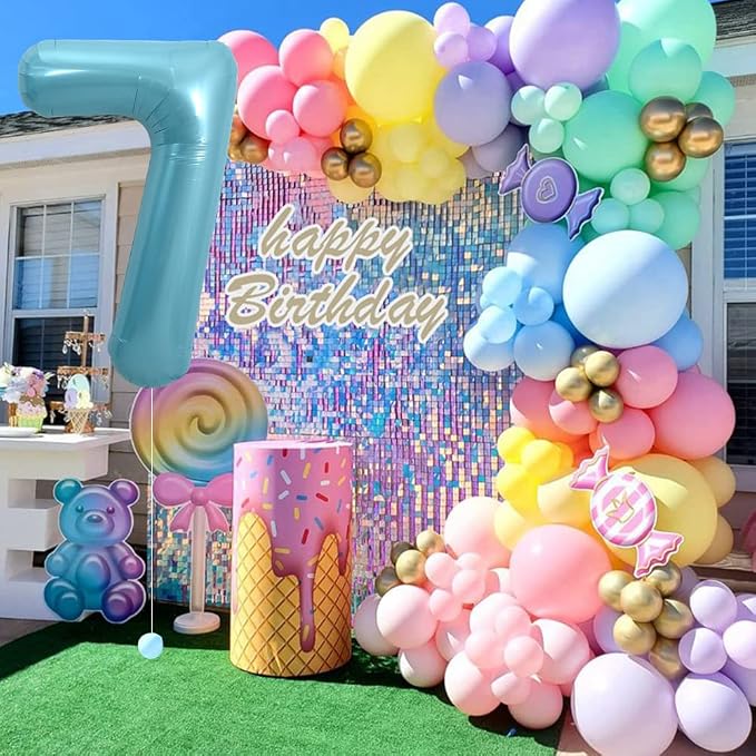 TONIFUL 40 Inch Light Blue Large Numbers Balloons 0-9, Number 7 Digital 7 - Image 4