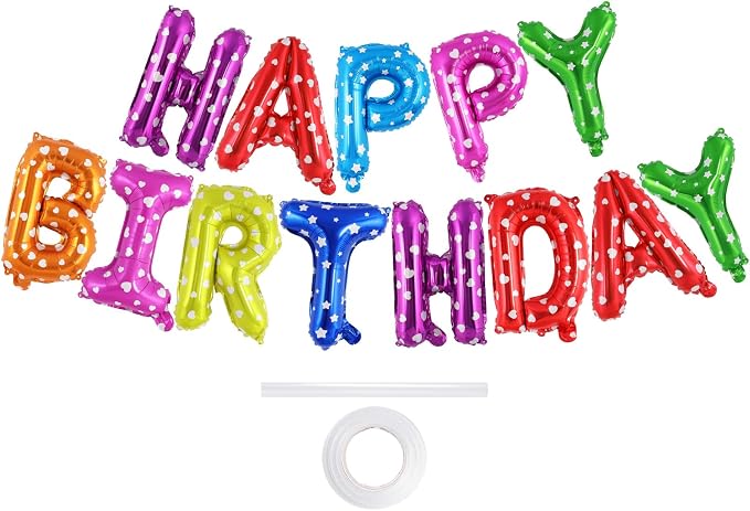 Happy Birthday Balloons Banner, Foil Balloon Personalized Name Letters Balloons by TOTAFAM
