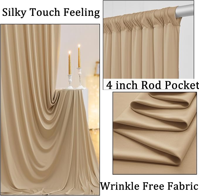 50ftx10ft Wrinkle Free Champagne Backdrop Curtains - Image 2