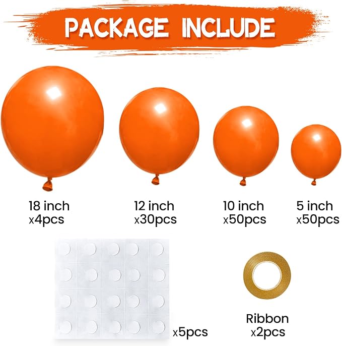 134Pcs Orange Balloons Different Sizes 5 10 12 18 Inch Orange Balloon Garland - Image 2