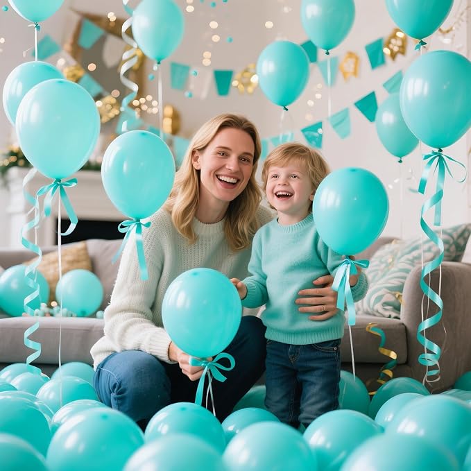 200pcs Teal Blue Balloons 5 Inch, Small Mini Latex Balloons - Image 6