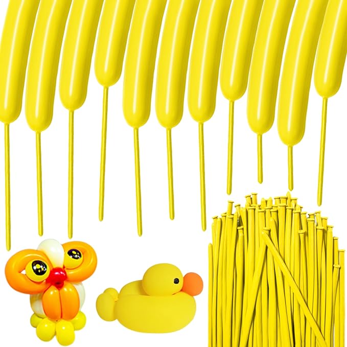 100Pcs Yellow 260 Balloons, Long Balloon by HYKJNBW
