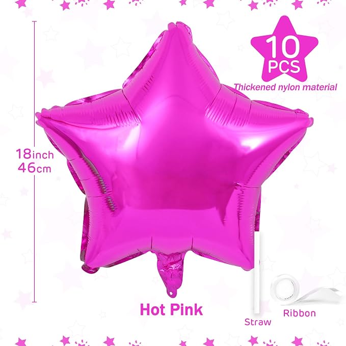 Hot Pink Star Balloons 18 Inch - Image 3