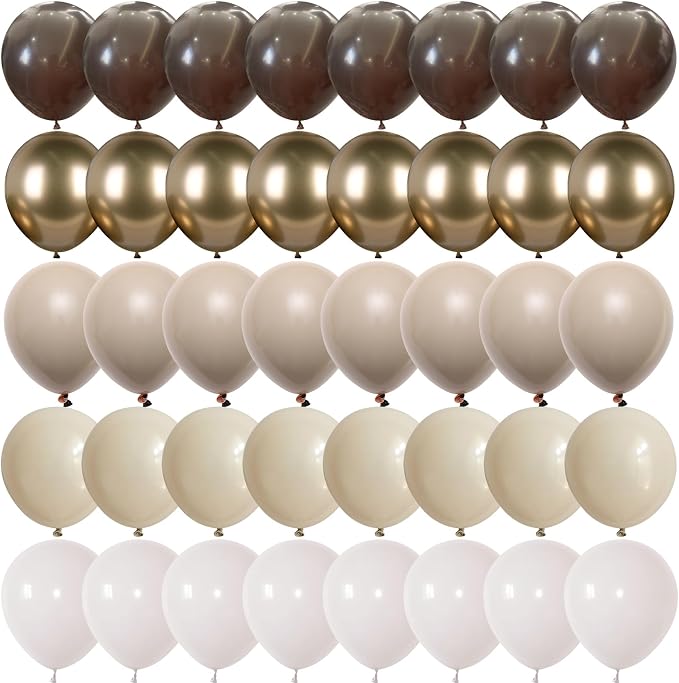 Brown Cream Neutral Balloons, 12 Inch 60PCS Retro Brown Khaki Beige Sand White by Govpy