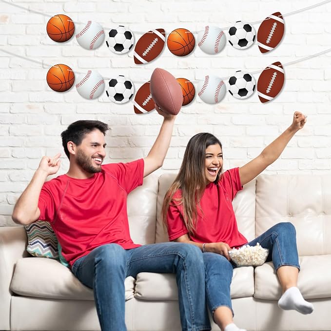 2 Pcs Sports Party Decorations Sport Party Banner Basketball Football Soccer - Image 7