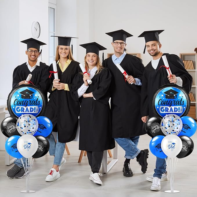 Kasyat 2 Set Blue and Black 2026 Graduation Table Centerpiece Balloon Stand Kit - Image 5