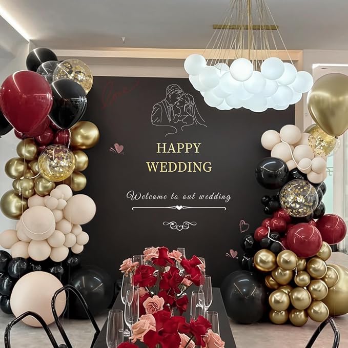 Burgundy Black White Gold Balloon Garland Arch Kit - Image 7
