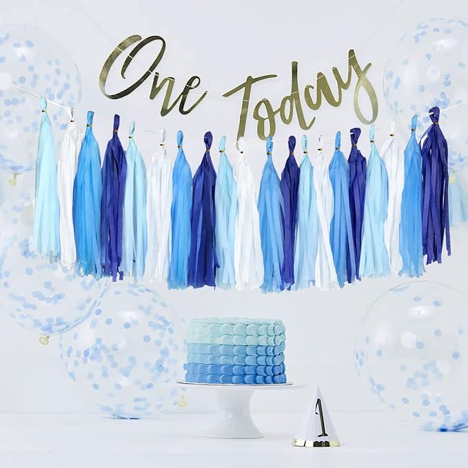 Blue Tassel Garland 20 Pcs, Tissue Paper Tassels Garland Banner - Image 2