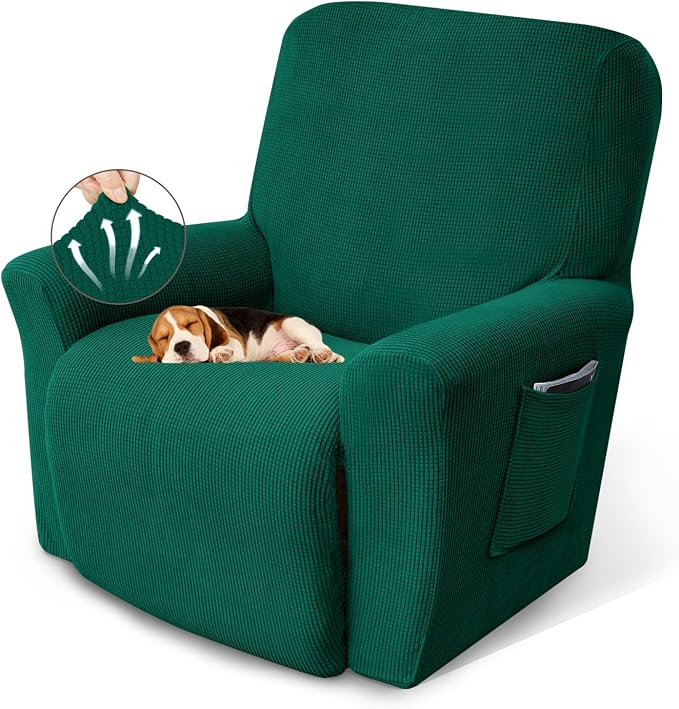 Recliner Chair Covers, 1-Piece Lazy Boy Recliner Covers, Dark Green | Washable by KEKUOU