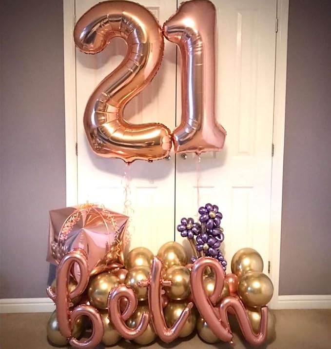 Rose Gold 24 Number Balloons, 40 Inch Giant Number 24 Balloons Foil Mylar - Image 7