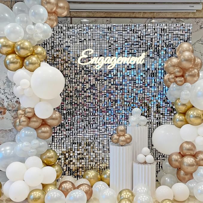 White and Gold Balloon Garland Arch Kit - Image 5