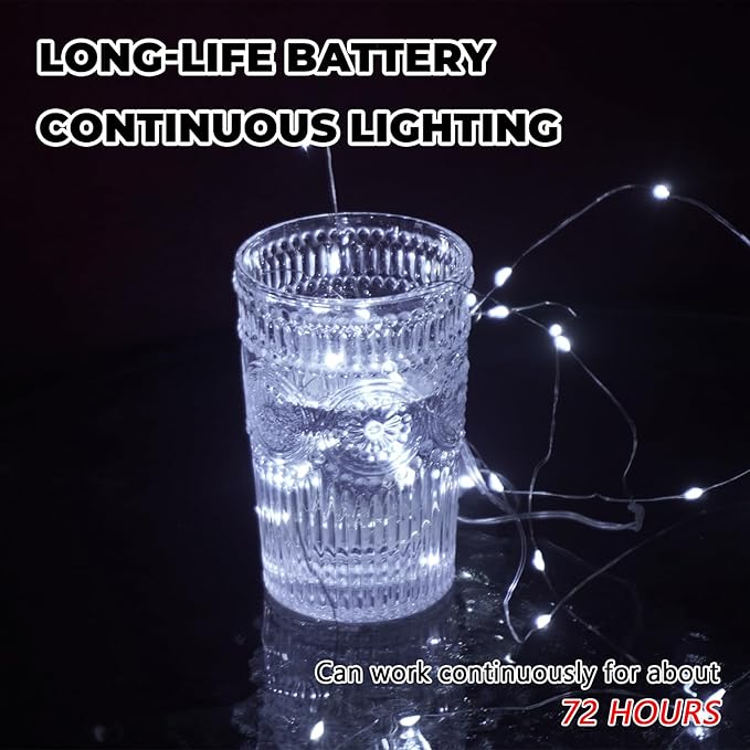 HXWEIYE 6 Pack White Fairy Lights Battery Operated with Remote & Timer, 7ft 20LED Mini String Lights Mason Jar Lights, Waterproof Firefly Starry Lights for DIY Wedding Bedroom Patio Christmas