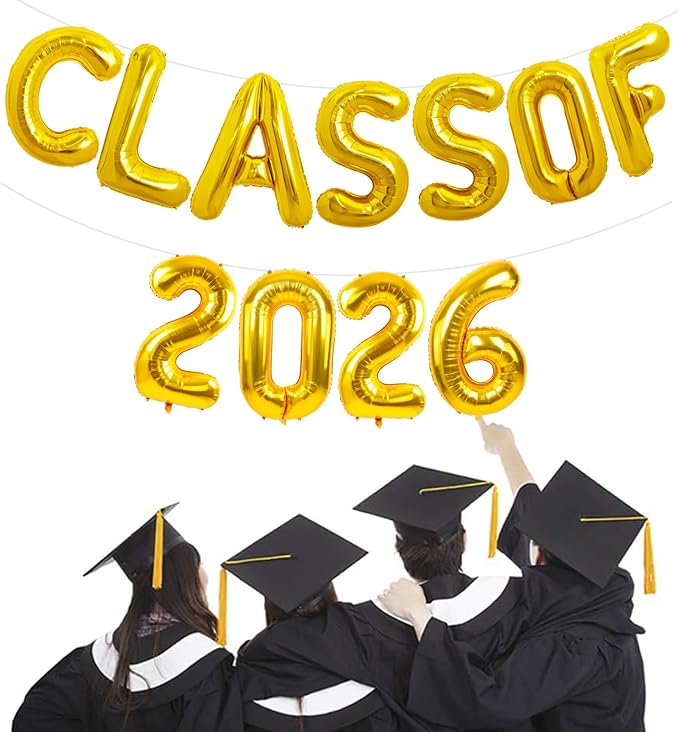 TONIFUL Gold Class of 2026 Graduation Balloon Banners Foil Balloons Decorations - Image 5
