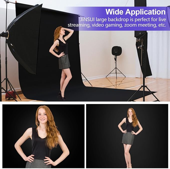 JINSUI Black Backdrop for Photoshoot, Large Background Curtain 10x20 ft | - Image 7