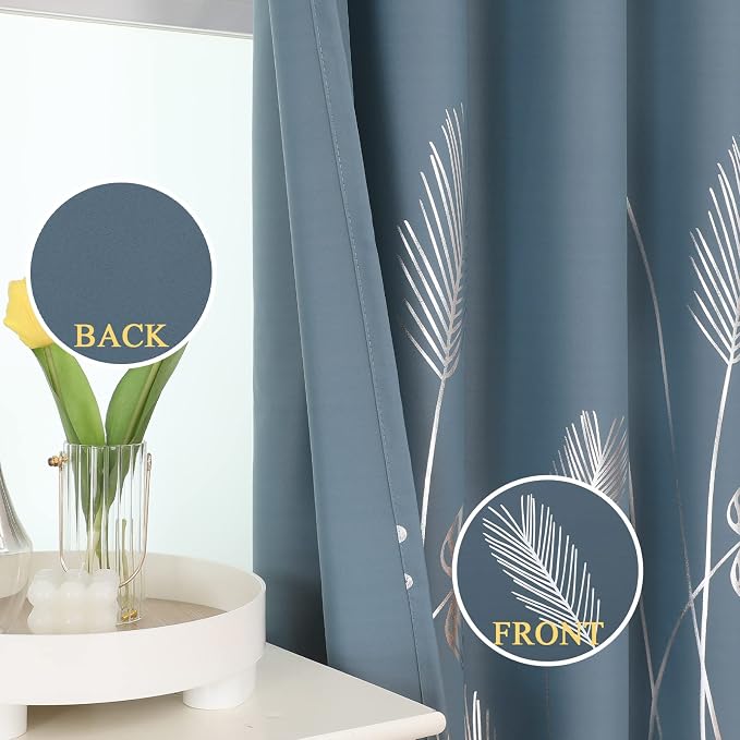 Stone Blue Blackout Curtains for Living Room, Room Darkening Curtains - Image 3