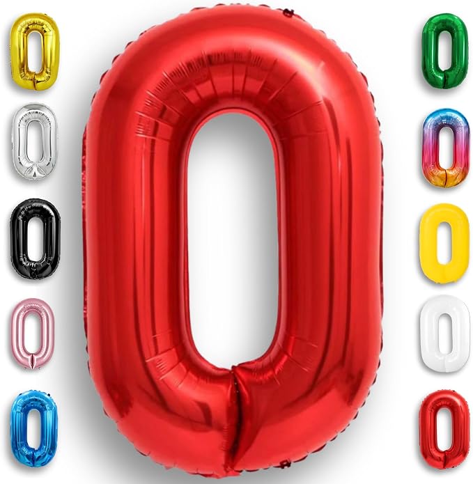 Red Number Balloon 0 Mylar Foil Balloons 40 inch by Unknown