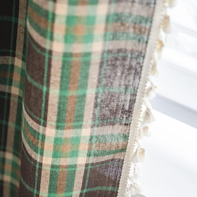 Sutuo Home Boho Curtains for Kitchen Nursery, Christmas Vintage Plaid Curtains - Image 4