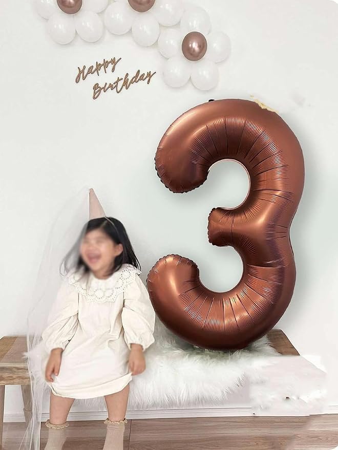 Number 4 Balloons 40 Inch Coffee Brown Balloon - Image 3
