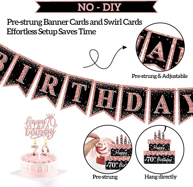 51Pcs 70th Birthday Decorations - Image 2