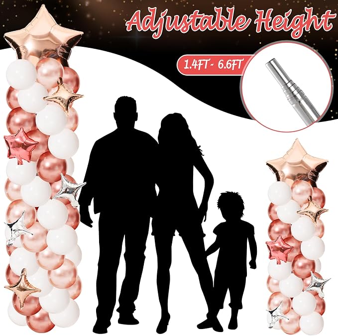 Gejoy 110 Pcs Champagne Rose Gold Balloons Column Stand Kit Adjustable Tower - Image 6