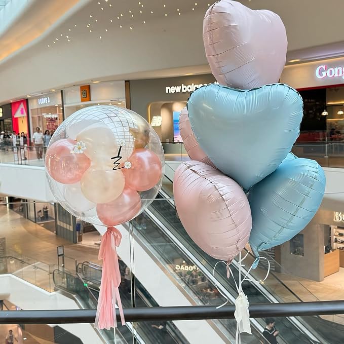 Pink Blue Heart Balloons, 18Inch Pastel Blue Helium Balloon - Image 4