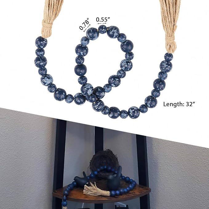 Handcrafted Farmhouse Wooden Decorative Beads Garland, Table Tray Boho Wood - Image 6