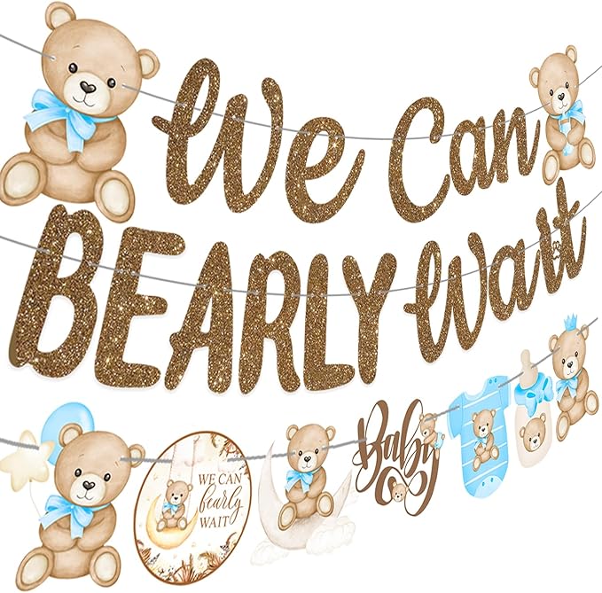 CANDY CHEF We Can Bearly Wait Banners Bear Baby Shower Banner Teddy Bear Baby by CANDY+CHEF