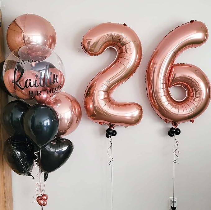 40 Inch Rose Gold 26 Number Balloons Giant Jumbo Huge 26 or 62 Foil Mylar - Image 3