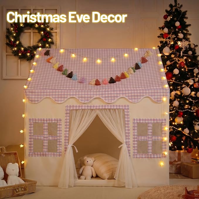Kids Play Tent Indoor: with Mat, Tassel Garland - Image 7