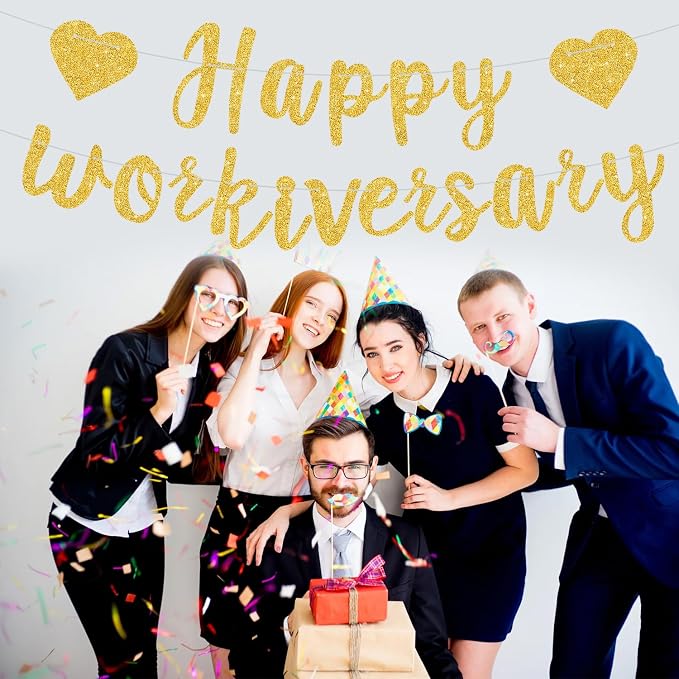 Gold Glitter Happy Workiversary Banner - Image 5