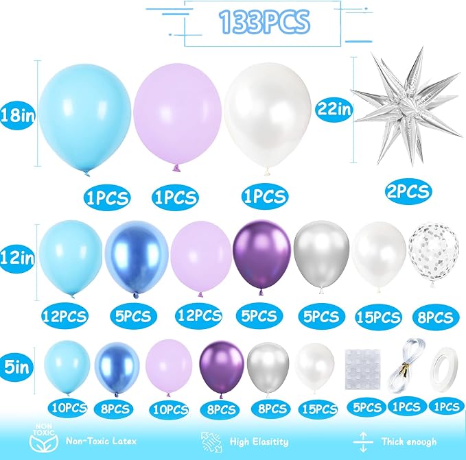 KARLURE Purple and Blue Balloon Arch Kit - Image 2