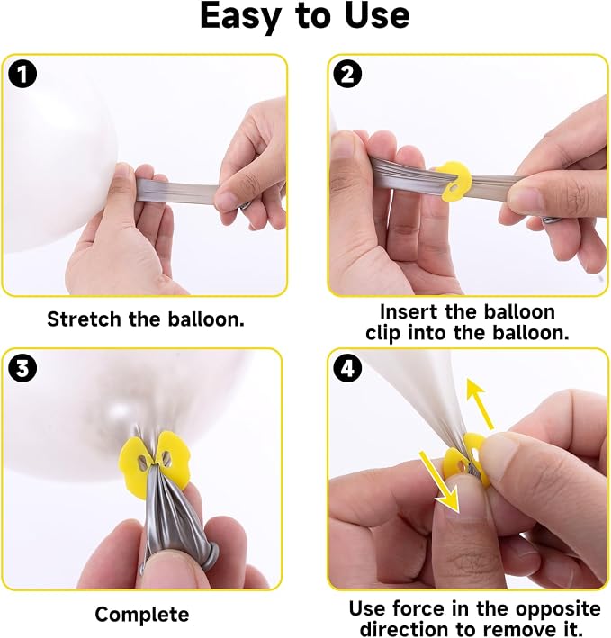 jijAcraft Yellow Ballon Clips 100PCS, Tie-Free Balloon Clips - Image 3