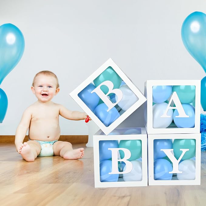 Baby Boxes with 4 Letters, 40 Blue Balloon - Image 5